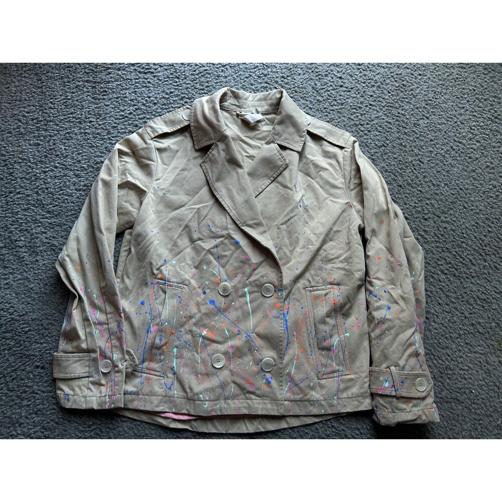 DOLAN Paint Splatter Cropped Trench Coat XS Anthropologie